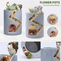 2022 new creative plants flower pots ornaments for succulent plants pot decorated desk garden living room with hedgehog family