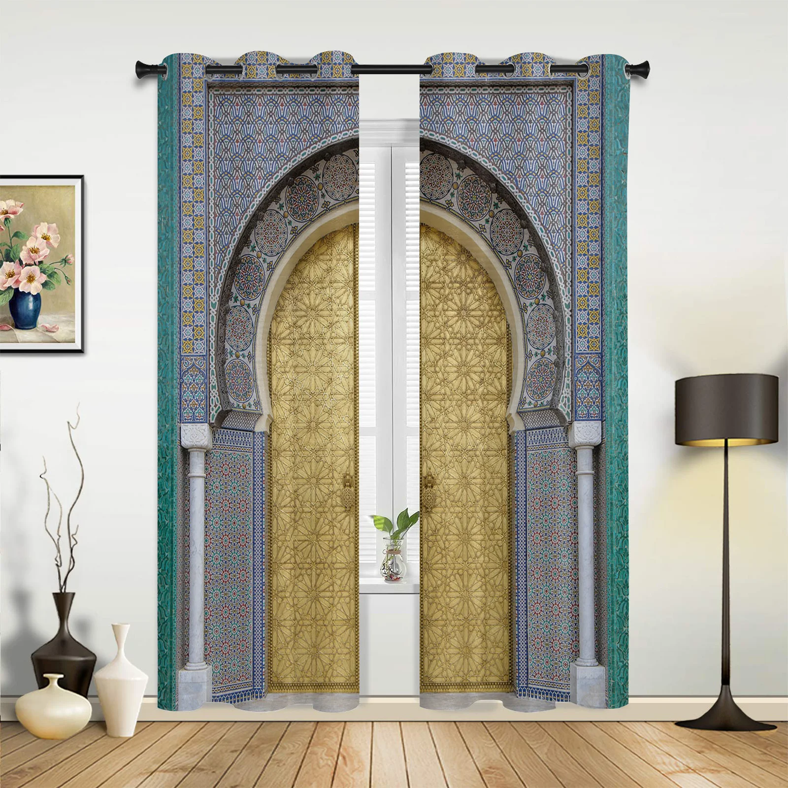 

Morocco Gate Retro Wall Door Curtains for Bedroom Living Room Drapes Kitchen Children's Room Window Curtain Modern Home Decor