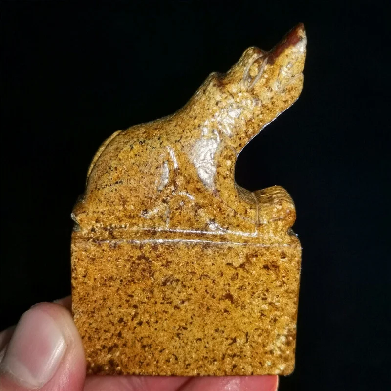 

Китайский Старый редкий нефритовый нефрит ручная работа кулон ожерелье статуя Дракон Печать