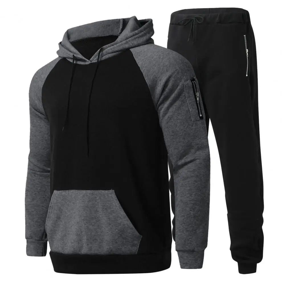 

Спортивный костюм мужской с капюшоном, повседневный комплект спортивной одежды, кофта и штаны, Осень-зима