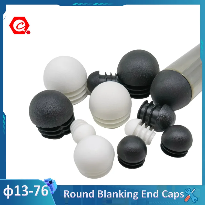 4/8Pcs Domed Round Plastic Black Blanking End Caps Tube Pipe Inserts Plug 13 16 19 20 22 25 28 30 32 35 38 40 42 45-76mm
