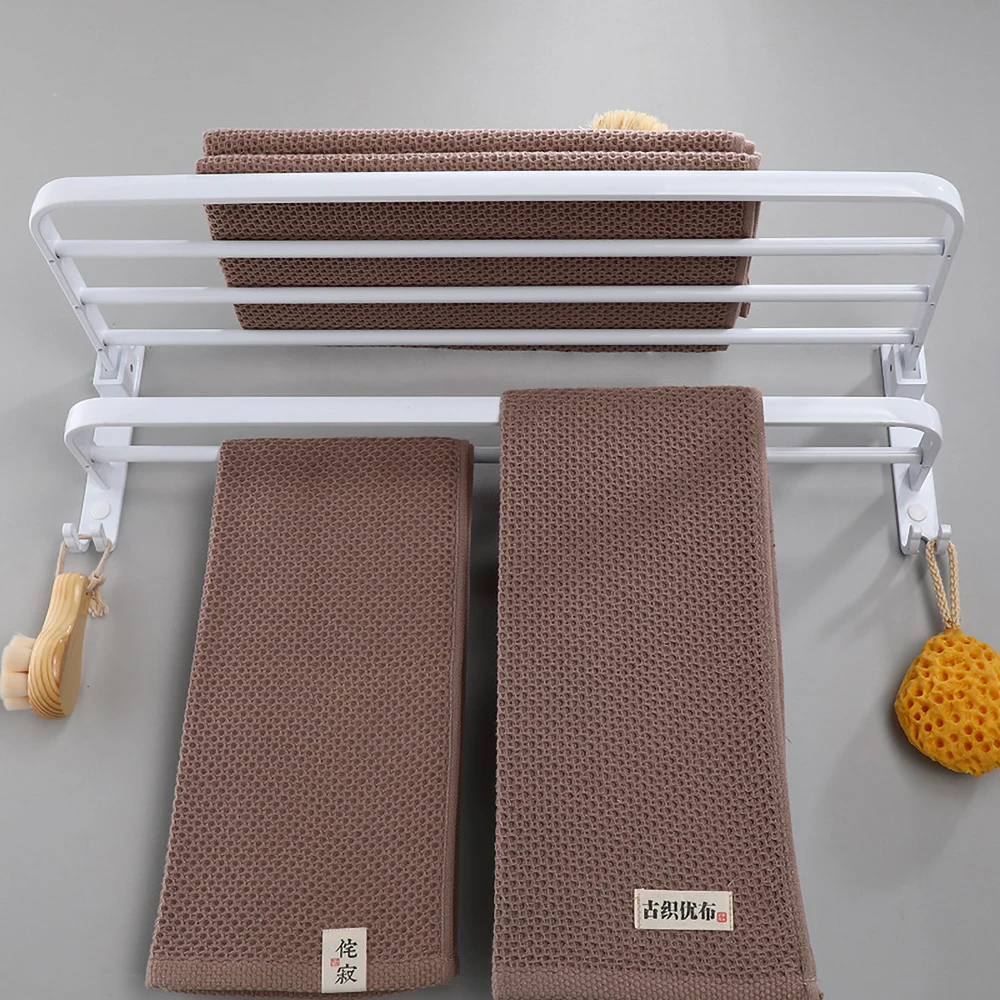 towel holder shower rack bathroom accessories fold wall organizer hook hanger white bright aluminum storage shelf free global shipping