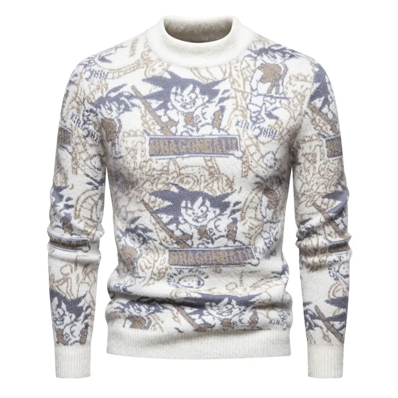 Мужской трикотажный джемпер с длинным рукавом и круглым вырезом