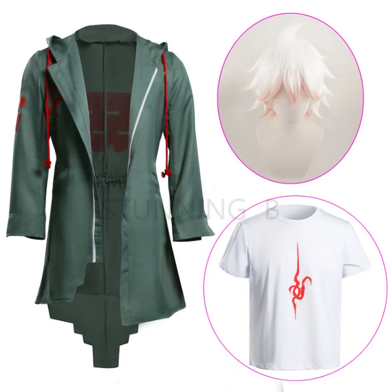 

Anime Danganronpa 2 Nagito Komaeda Cosplay Jacket T-shirt Wig Halloween Costumes for Women Men Adult Anime Clothes Cosplay Wig