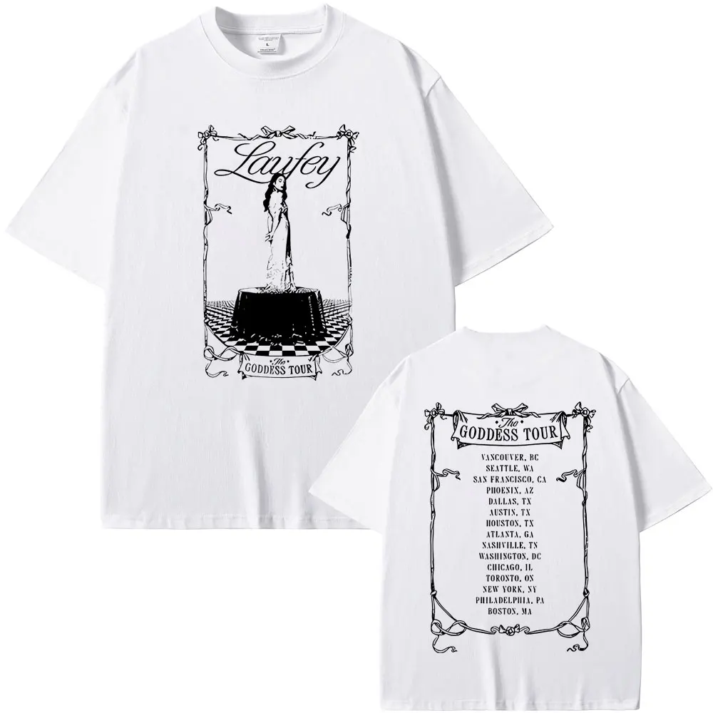 Singer Laufey The Goddess Tour Graphic Print T-shirt Summer Men Women Fashion Streetwear Male Casual Oversized Cotton T Shirts