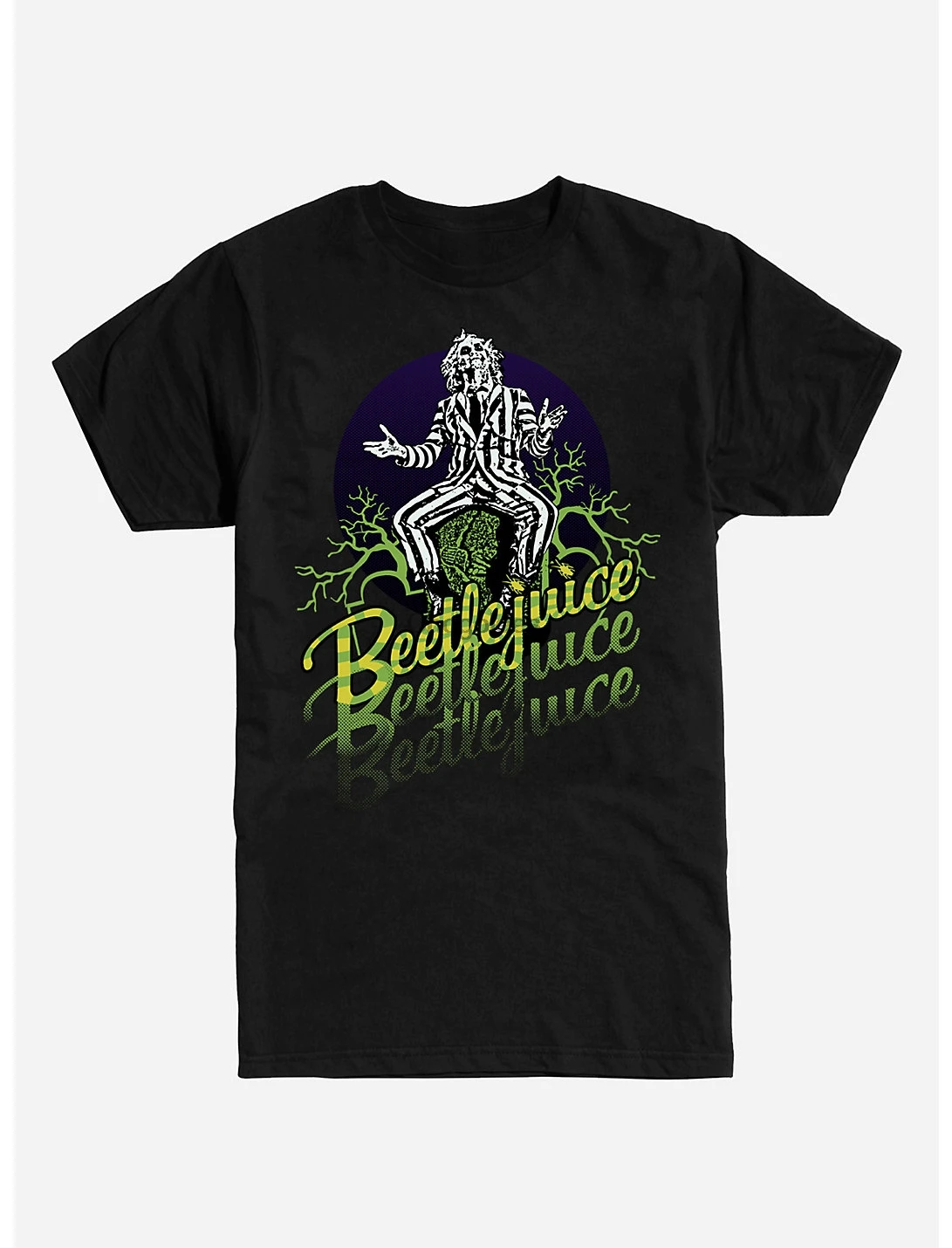 Черная футболка с изображением веток Beetlejuice hi-res |