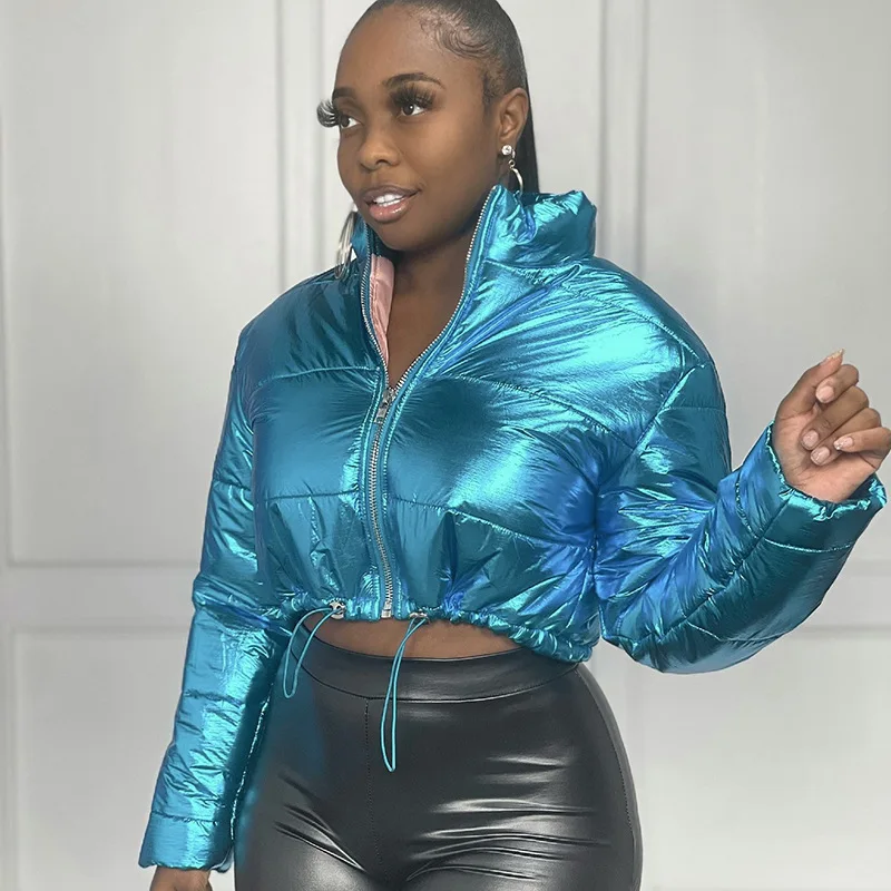 Women Jacket Spring 2022 Female Winter Down Coat Leather Quilted Parkas Short Puffer Bomber Ropa Mujer Toppies Outerwear Fashion