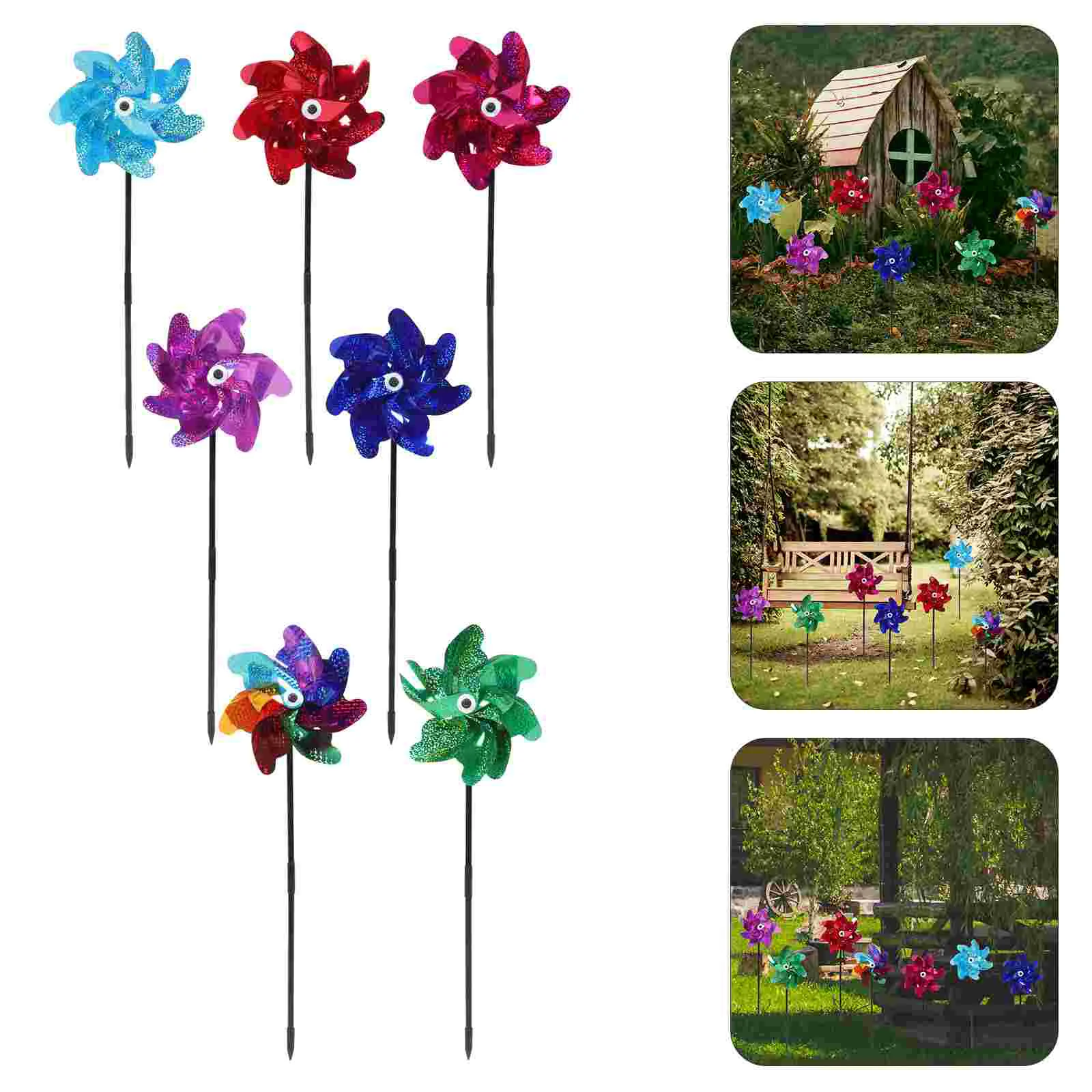 

7Pcs Reflective Bird Repeller Windmill Shape Bird Repeller Outdoor Deterrent Bird Tool