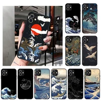 great wave of kamagawa soft black phone case for iphone 13 12 pro xs max x xr 7 8 6 6s plus 12 13 mini 11 pro max se 2020 cover