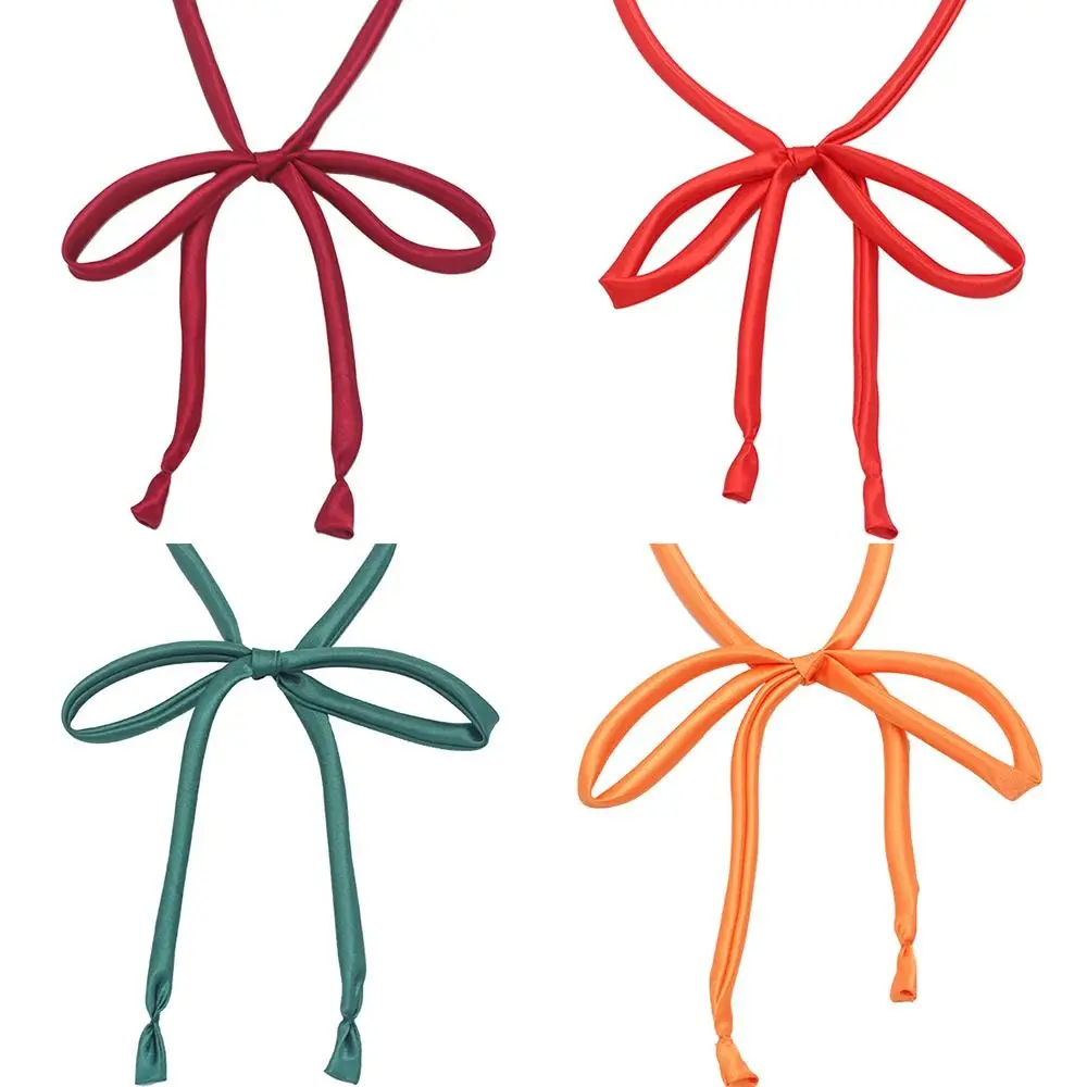 

Элегантный Тонкий Атласный Галстук-бабочка с ленточным узлом для женщин, однотонный простой модный галстук-бабочка для студентов, винтажный аксессуар для униформы JK