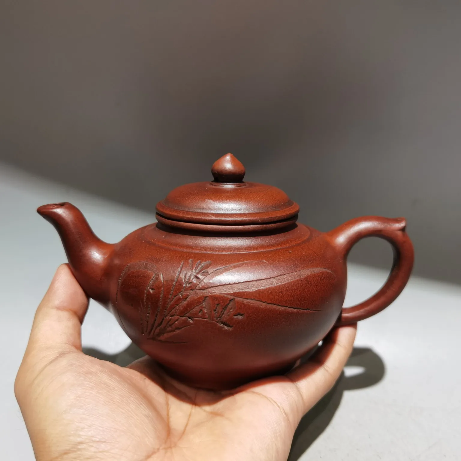 

7"Chinese Yixing Zisha Pottery Cherry blossom pattern Kettle Teapot Flagon Red pouch mud Gather fortune Ornaments
