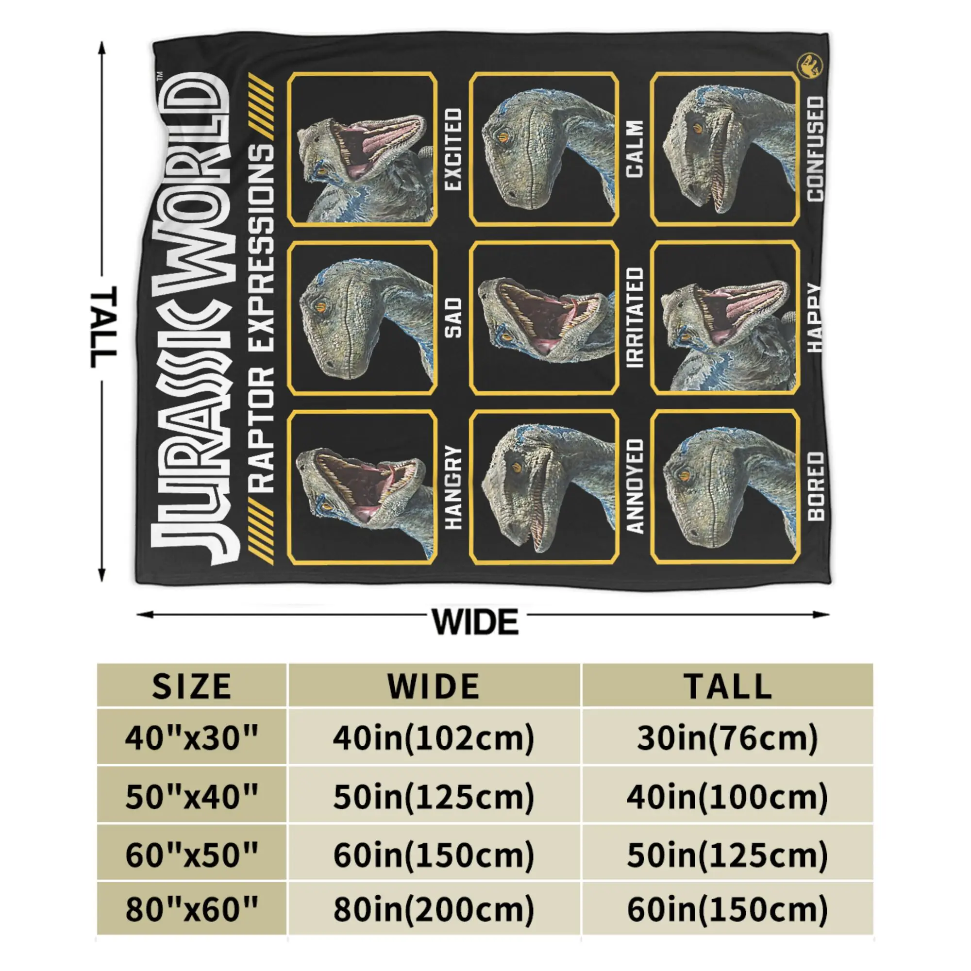 Плюшевое одеяло Jurassic Blue Raptor Expressions World, забавные пледы для покрывала, легкое одеяло 125*100 см (art.: 3920d2083154e) - 3920d2083154e