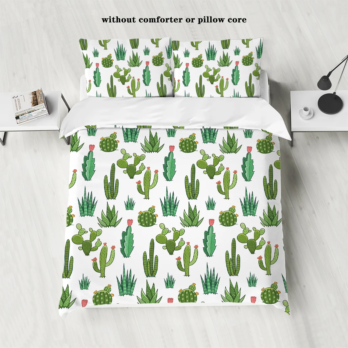 Комплект Постельного Белья Из 3 Предметов С Принтом Зеленого Кактуса — Мягкий