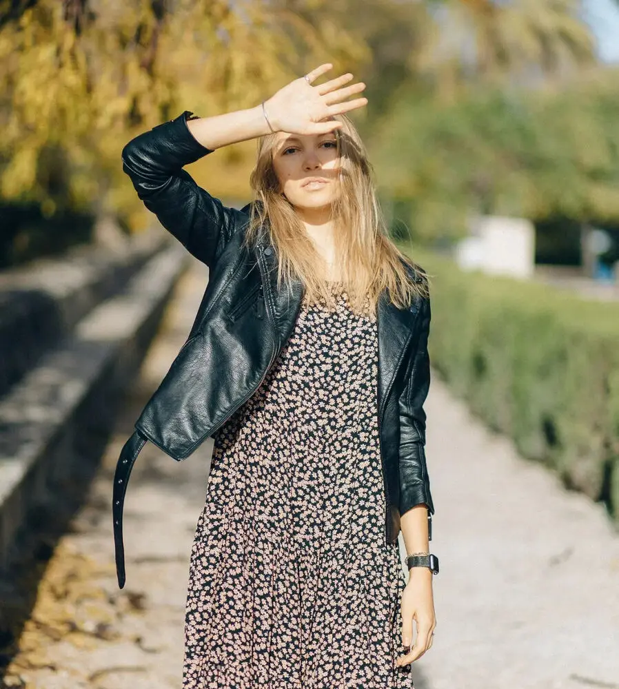 Leather Jacket for Women Lady Biker Belted Black Leather Crop Jackets