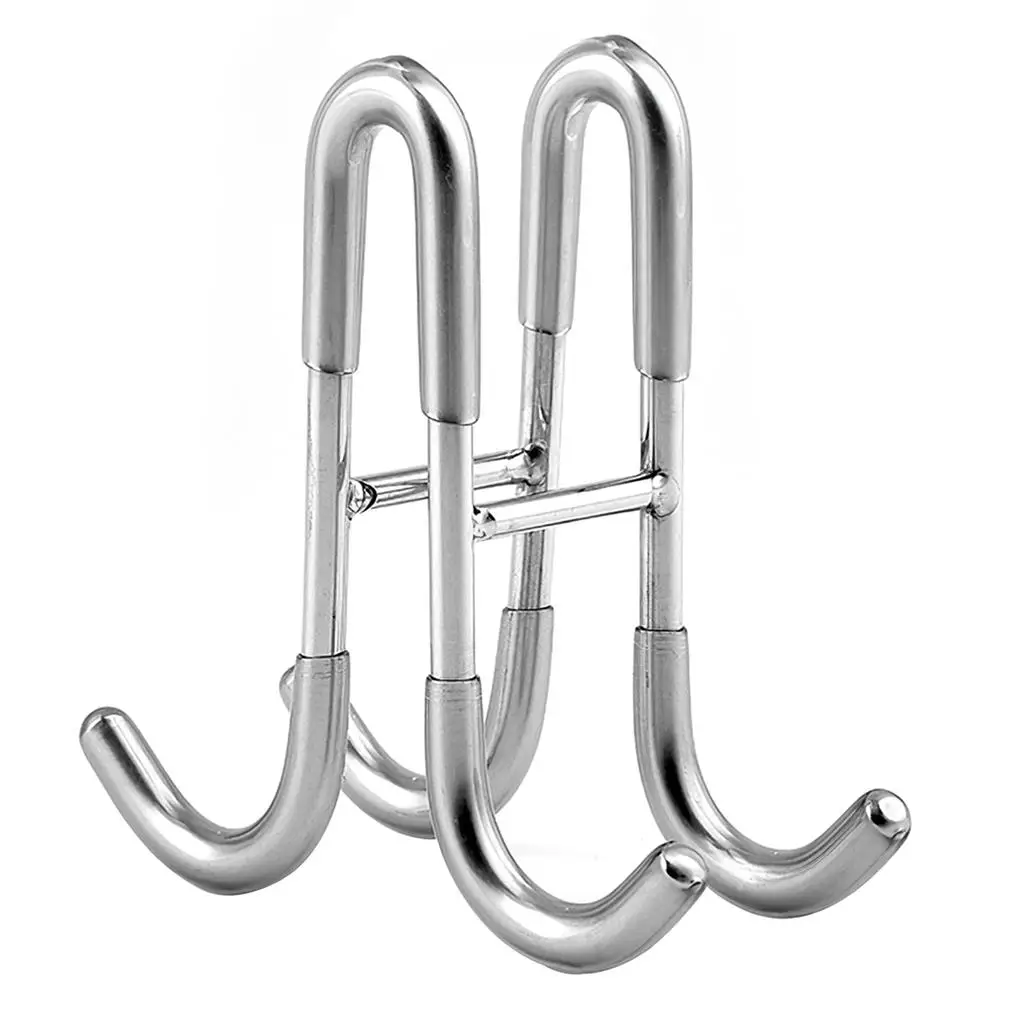 

Creative 304 Stainless Steel Glass Door Double Hook Back Hanging Type S Double Hook Bathroom Nail-free Metal Coat Hanger Doorway