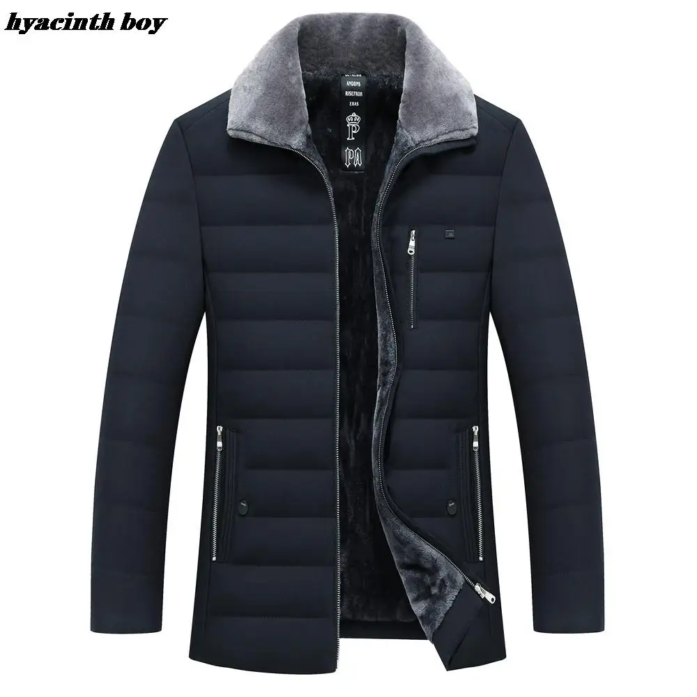 

Новая мужская зимняя куртка, толстая парка с отложным воротником, мужские пальто, Повседневная Теплая Флисовая хлопковая куртка для мужчин ...