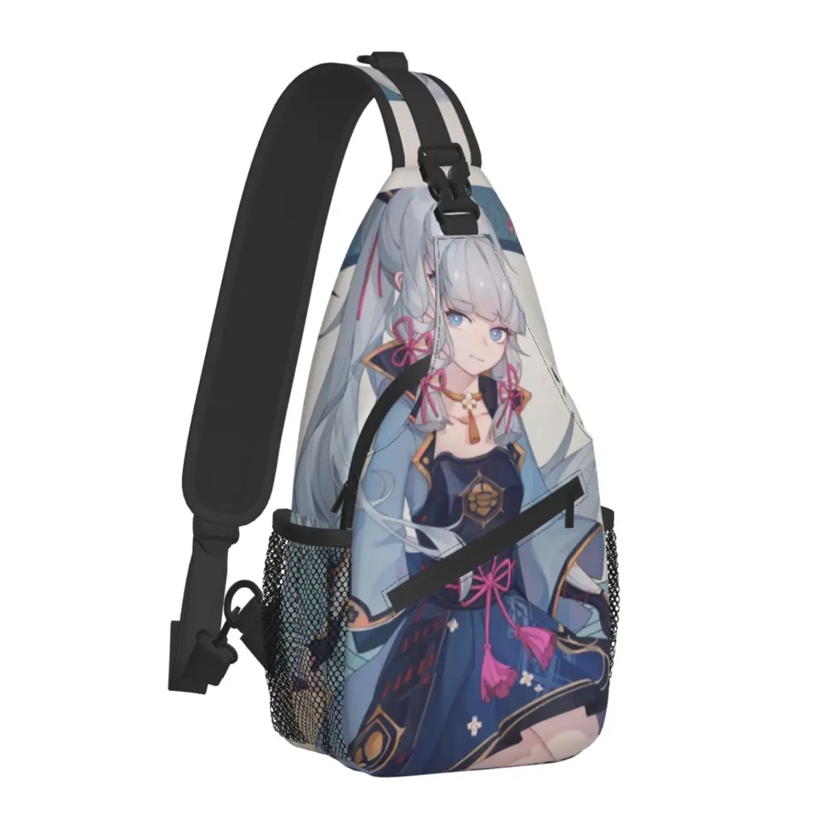 

Genshin Impact Kamisato Ayaka Chest Bags Men Ukiyo-e Style Shoulder Bag Kawaii Print Small Bag School Outdoor Style Sling Bags