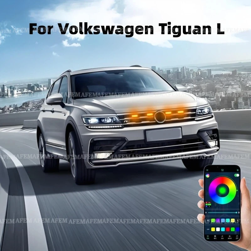 Фото Светодиодная подсветка передней решетки для Volkswagen VW Tiguan, Tiguan L, Tiguan X 2010-2025, дневные ходовые огни, лампа для накладок на колесные арки, 12В №2