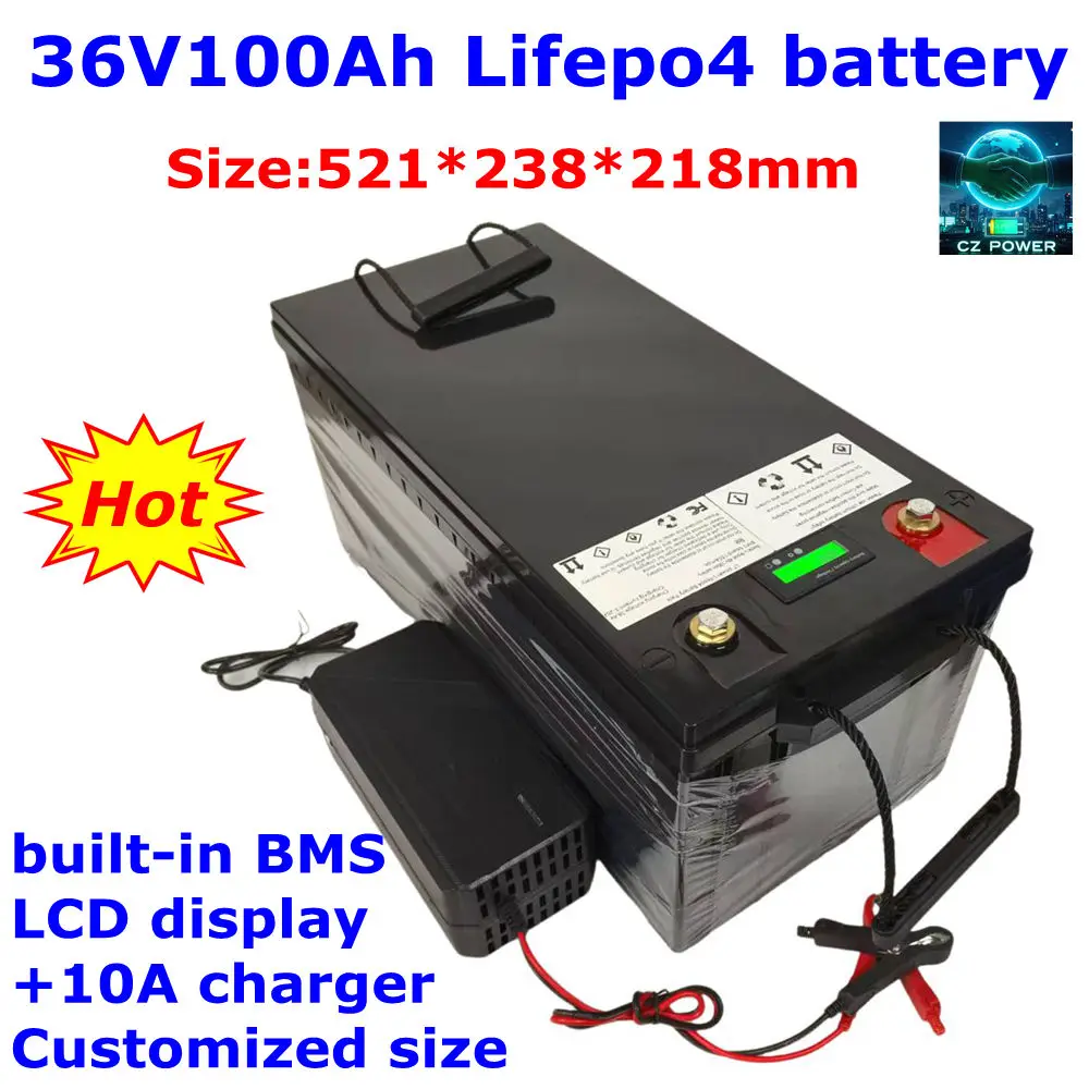 Литиевая батарея Lifepo4 36 В 100 Ач с BMS1800 Вт 3600 для автомобиля Gof солнечная система