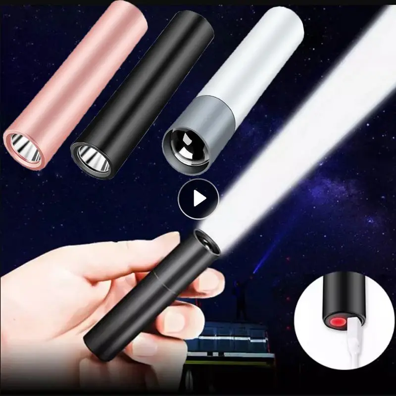 

Mini Bright Flashlight USB Rechargeable Flashlight Waterproof Telescopic Powerful Zoom Torch Lamp Outdoor Work Portable Torch
