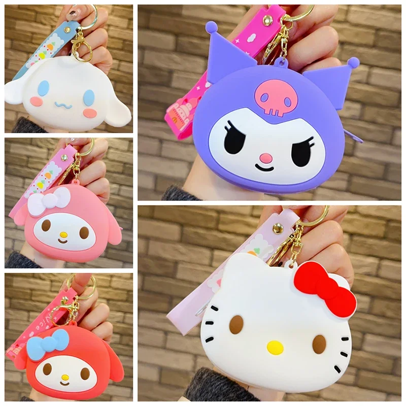 Kawaii Sanrio Hello Kitty Zero кошелек брелок Kuromi силиконовый для монет мультфильм милый