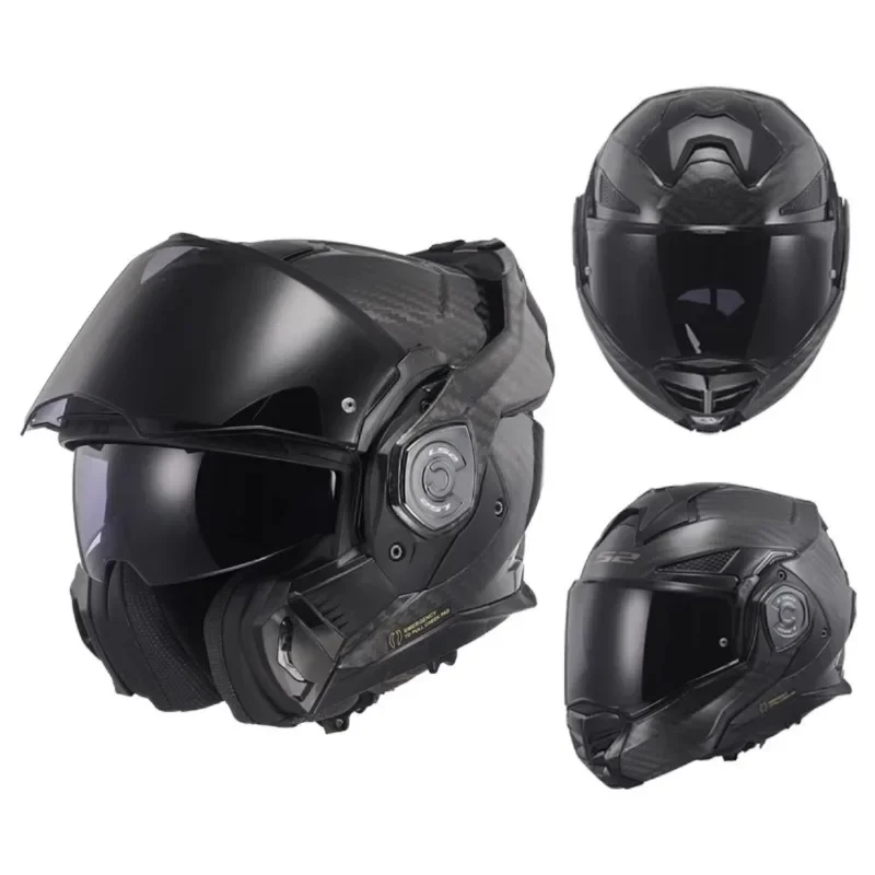 LS2 FF901 Advant X Carbon Fiber Valiant Flip up 180 ° Вращающийся солнцезащитный козырек с двойной