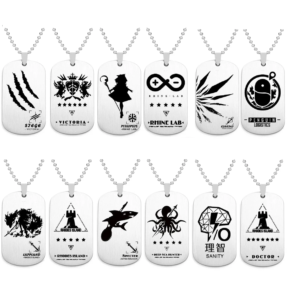 

Double-sided Laser Printing Logo Pattern of Game Animation Series Dog Tag Necklace Stainless Steel Choker for Fans Jewelry