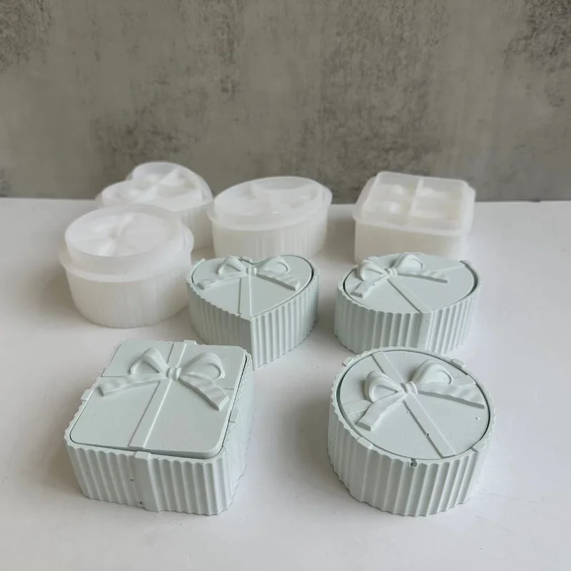 Silicone Mold Bow Knot Gift Box Resin Drip Mold Jewelry Storage Box Gypsum Mold