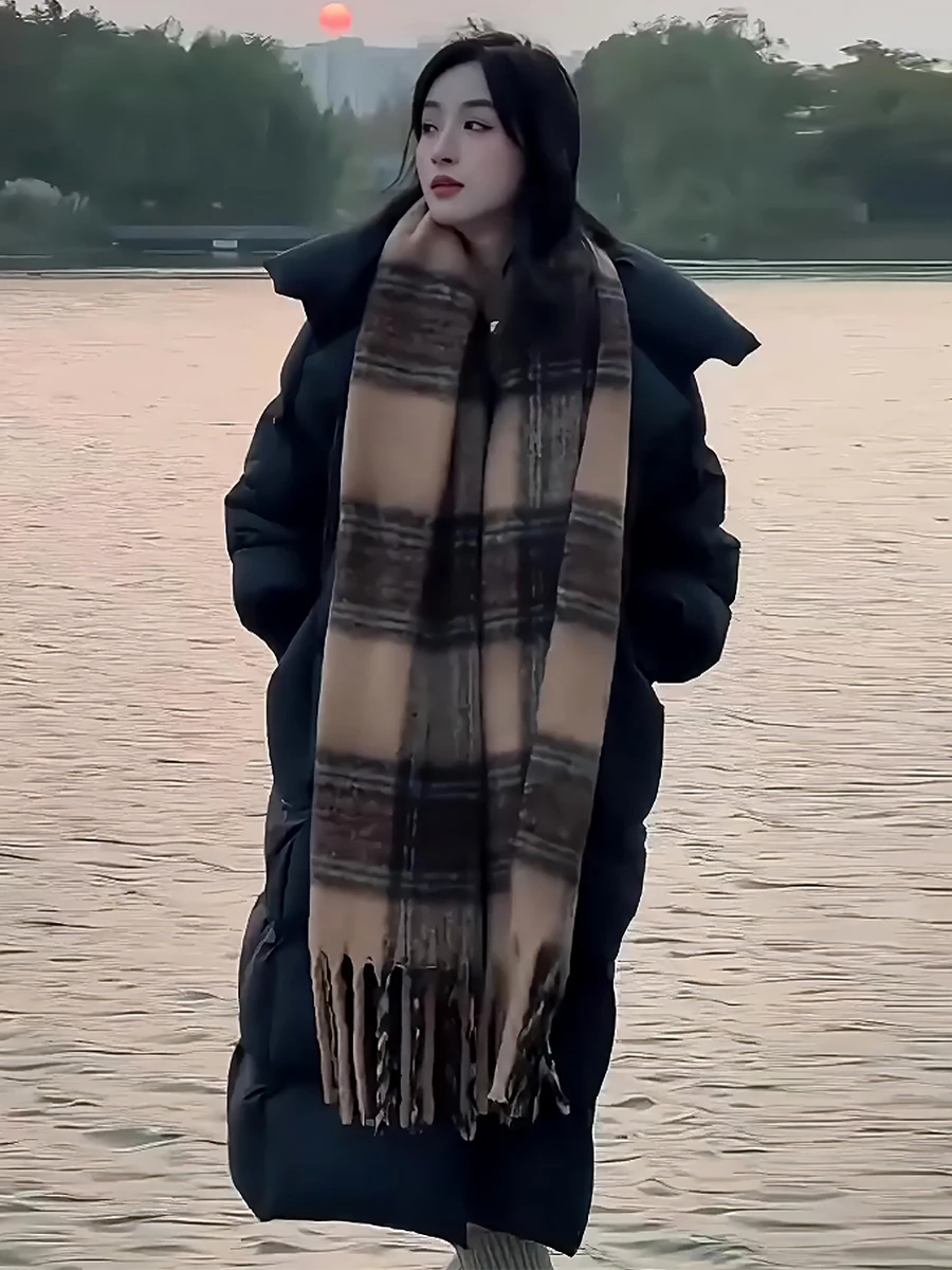 2024 Winter New Fashion Temperament Versatile Fleece-lined Thick Warm Large Lapel 90 White Duck Down Down jacket Women