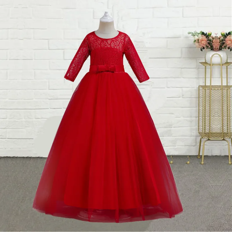 

Платья для девочек-подростков, длинные, с цветочным узором, Осенние, От 6 до 14 лет, до середины рукава