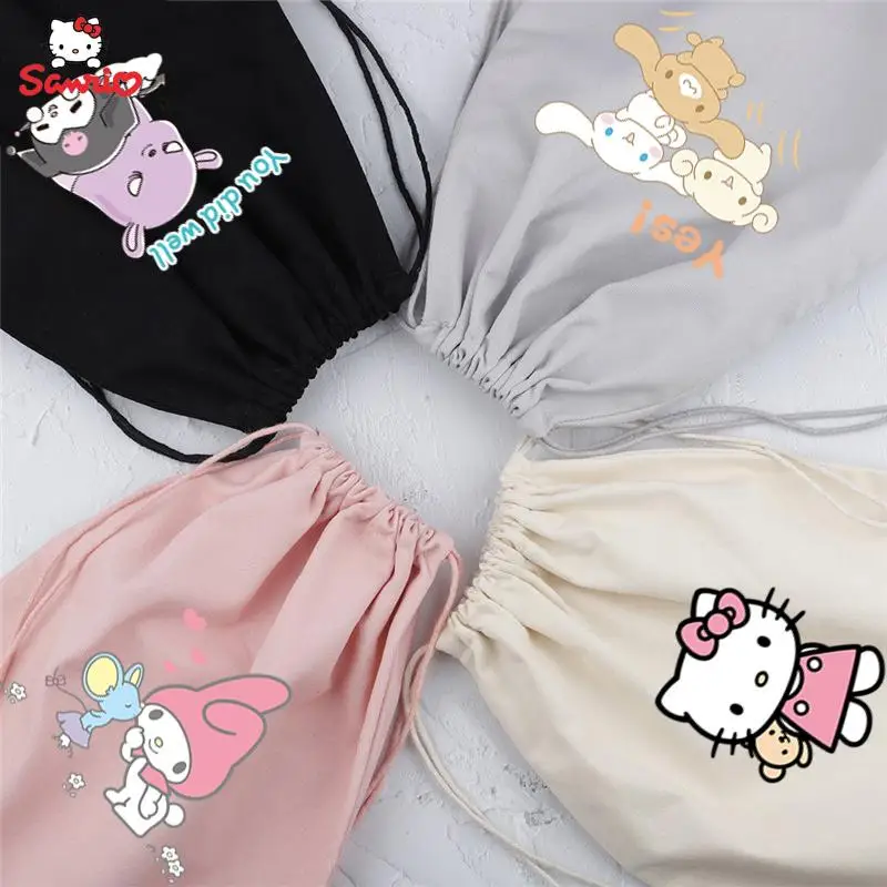 

Мультяшные аксессуары Sanrios Hello Kittys Cinnamoroll Kuromi мультяшная Холщовая Сумка симпатичная косметичка для девочек сумка для хранения детский подарок