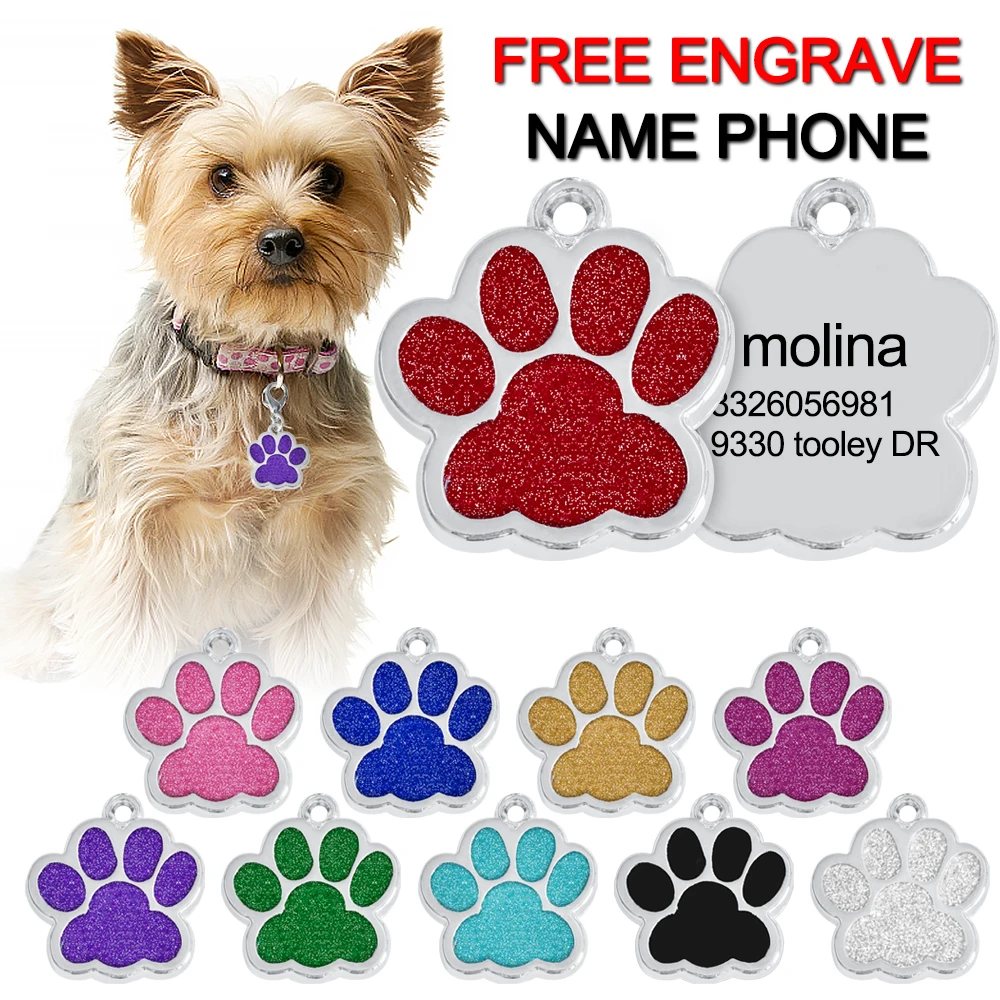 

Free Engraved Pet Dog ID Tags Customized Personalized Cat Puppy Name Tag Collar Accessories Anti-lost Pendant Metal Keyring