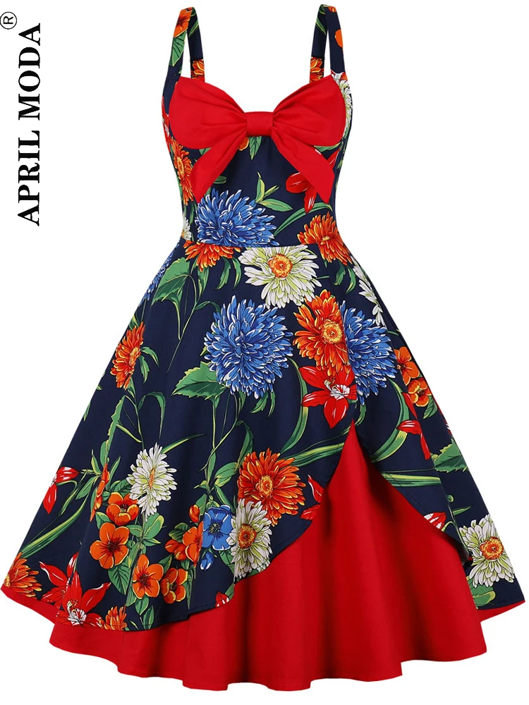 

2022 женское винтажное 1950-х годов рокабилли Одри Хепберн платье с цветочным принтом Ретро 50-х 60-х Свадебные Коктейльные Вечерние чайные плать...