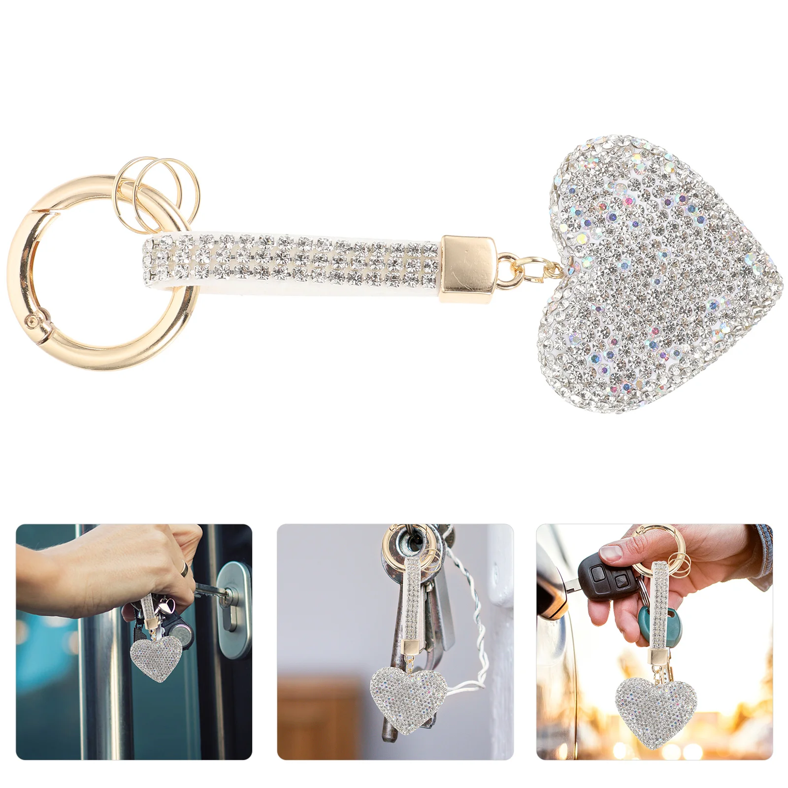 

Keyring Car Key Chain Ring Charms Rhinestone Keychain Bag Charm for Women Girls