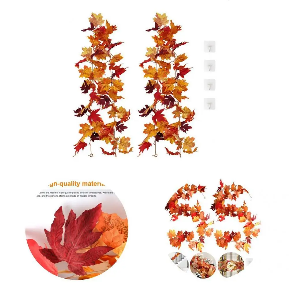 

2Pcs Fake Vines Durable Anti-fall Photography Props Artificial Vines Wedding Decor Fake Maple Leaf Simulation Maple Leaf