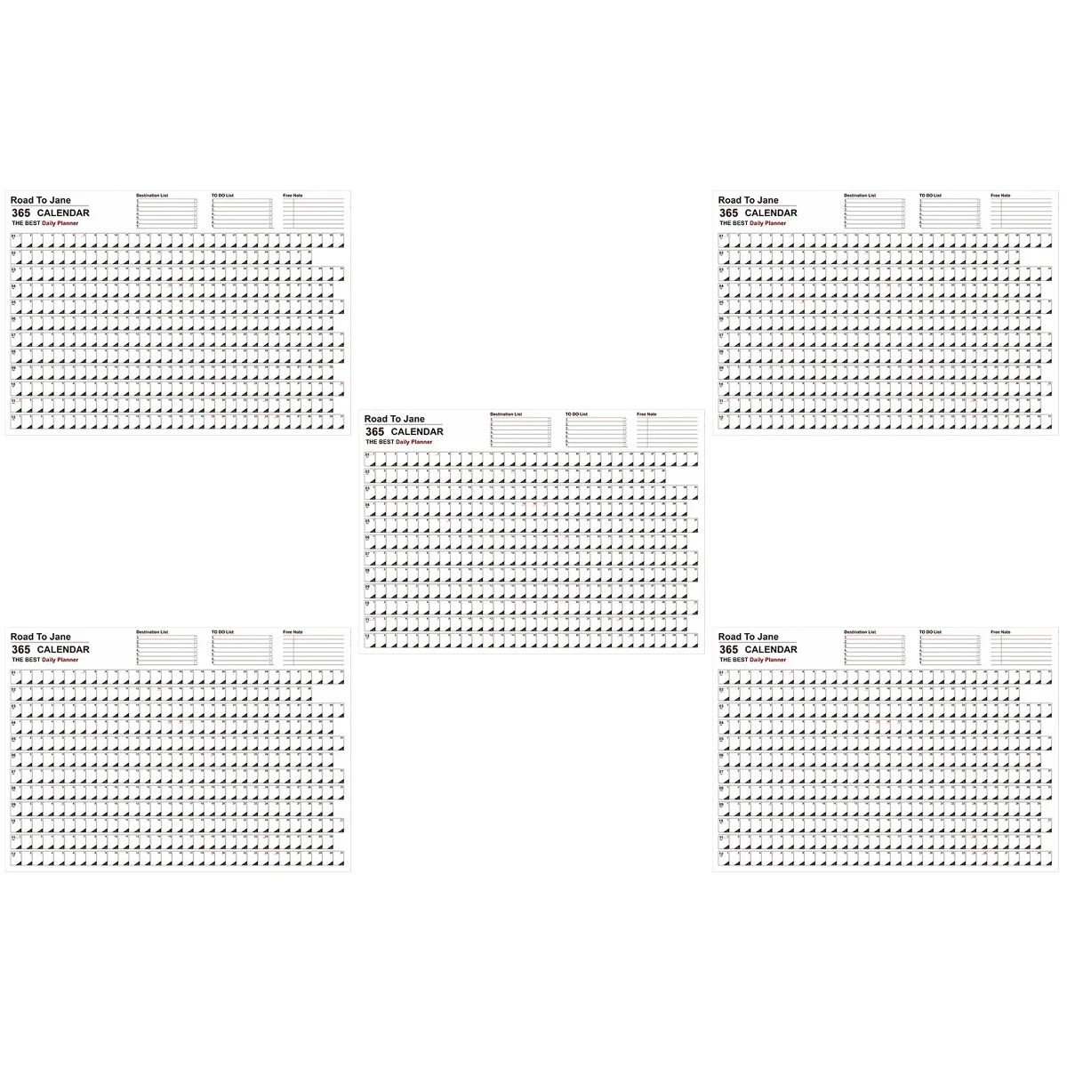 

5pcs Creative Agenda Calendar for Home Hanging Planning English Calendar Wall Calendar