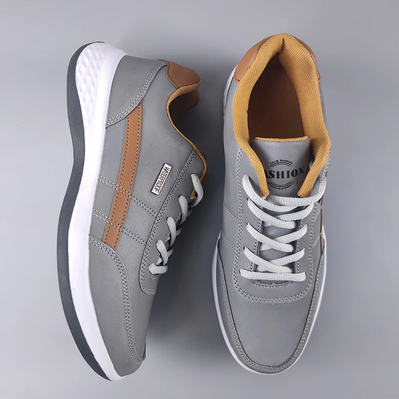 Men Trend Casual PU Leather Shoe Italian Breathable Leisure Male Sneakers Non-slip Walking Footwear Man Vulcanized Shoes