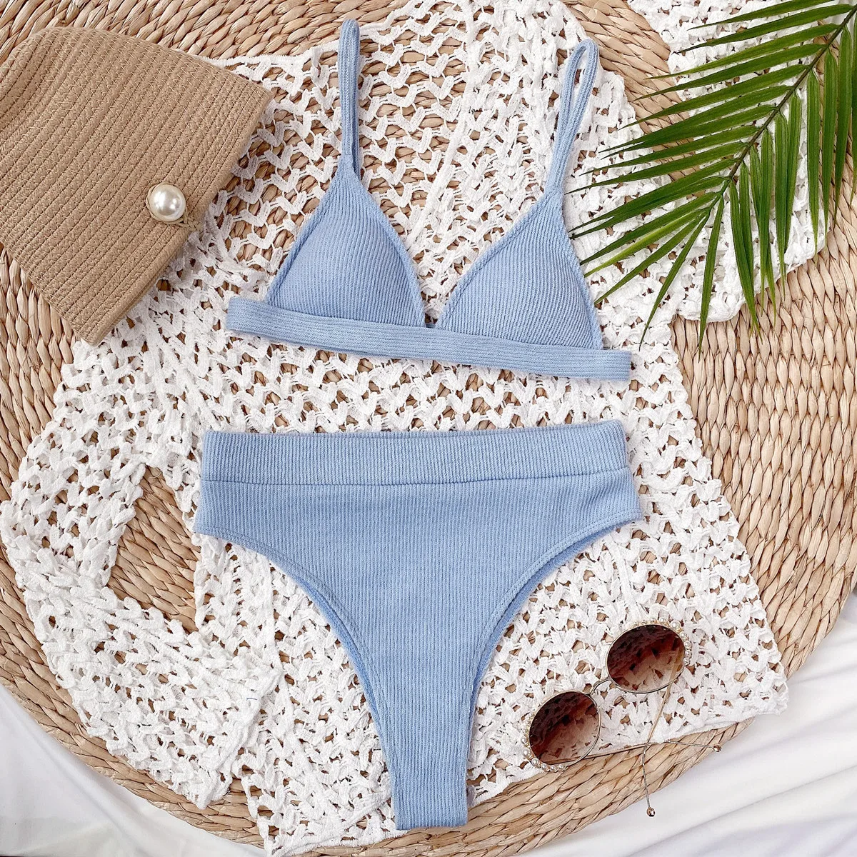 

Monochrome Split Swimsuit for Ladies, Sexy Bikini, High Waist, 2022