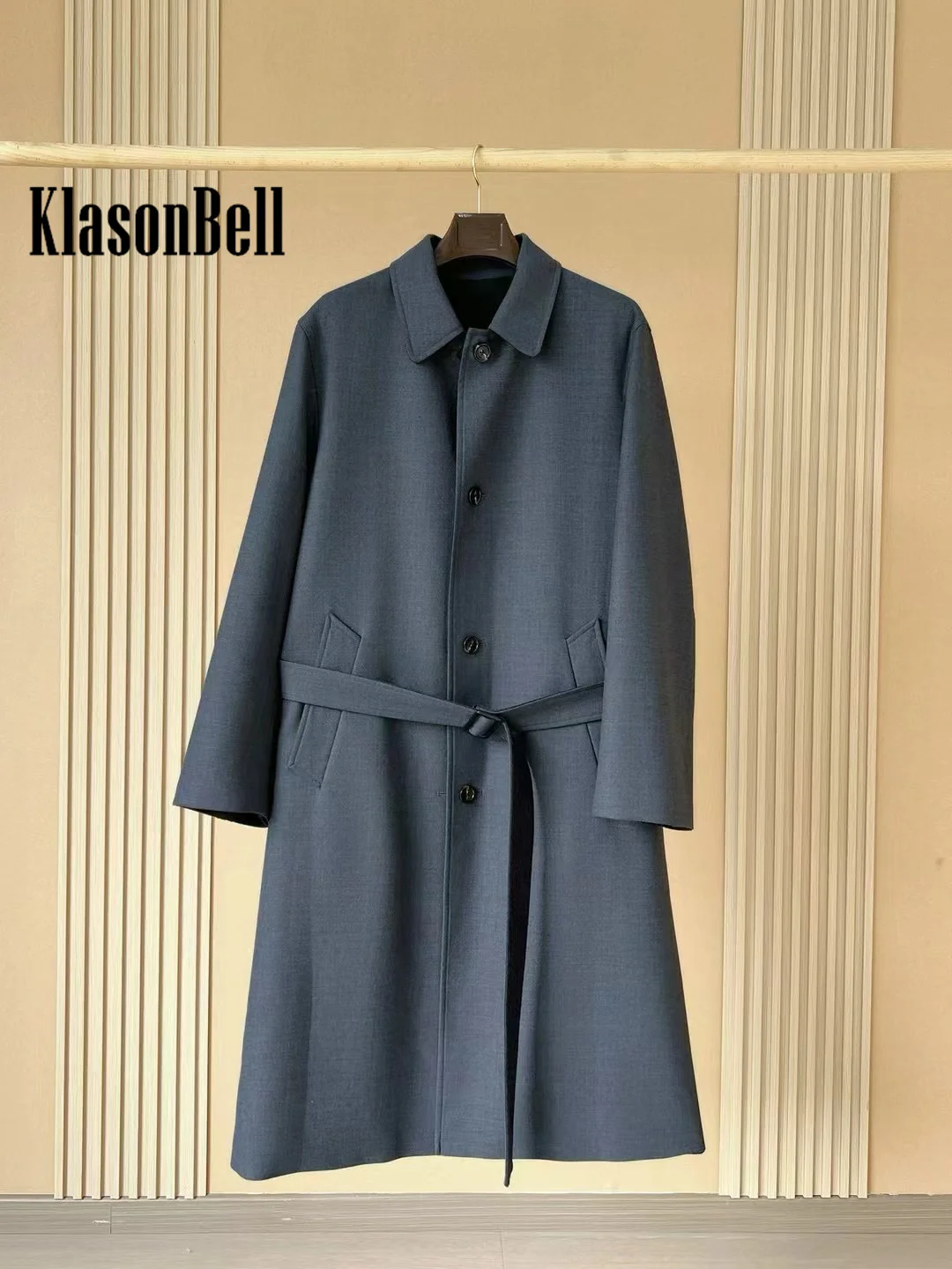 10.26 KlasonBell Мужская одежда Модная повседневная двусторонняя Длинный плащ с