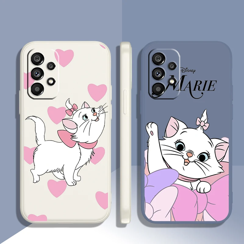 

Disney Marie Cat Cute Case For Samsung Galaxy A73 A72 A53 A33 A52 A32 A22 A71 A51 A21S 4G 5G Liquid Rope Phone Cover Core Coque