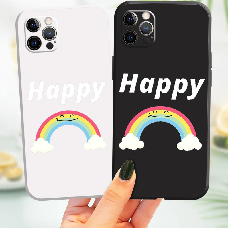 

iPhone 12 Case X 2020 6s 13 Max SE 12 Xs 6 XR 8 ProMax Plus 7 Mini 11 Cute Colours Of Rainbow Phone Back Android Coque PU 2021