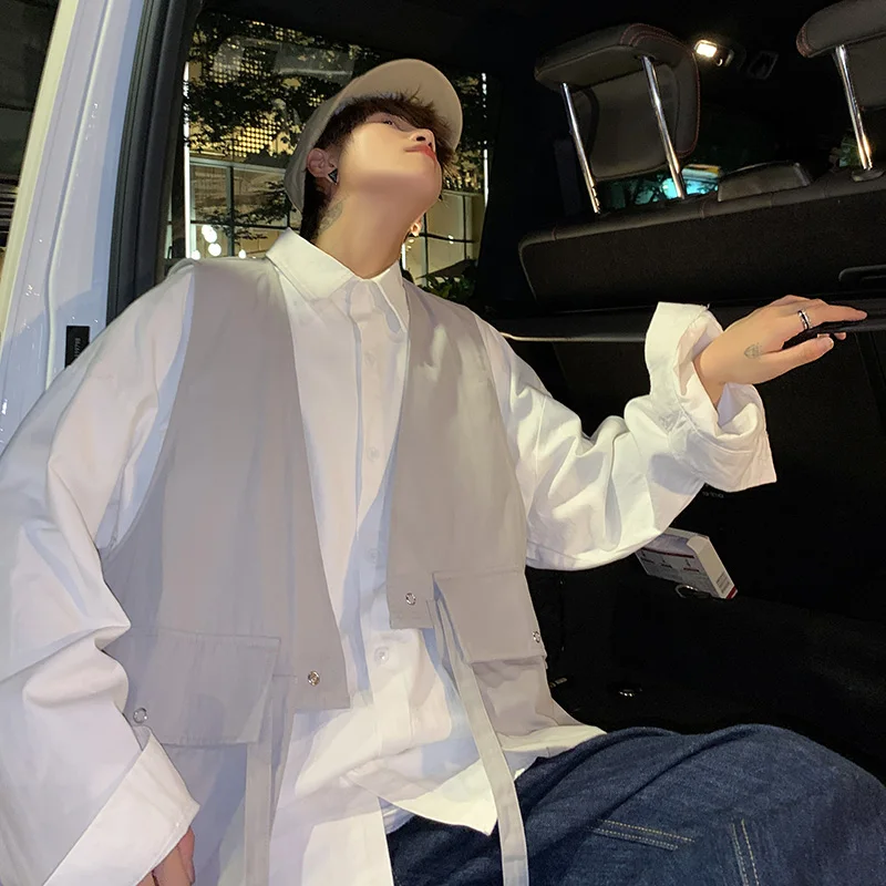 

Свободные куртки с карманами Techwear, большие безрукавки, шикарный Универсальный Мужской подростковый хип-хоп стиль Харадзюку без рукавов в К...