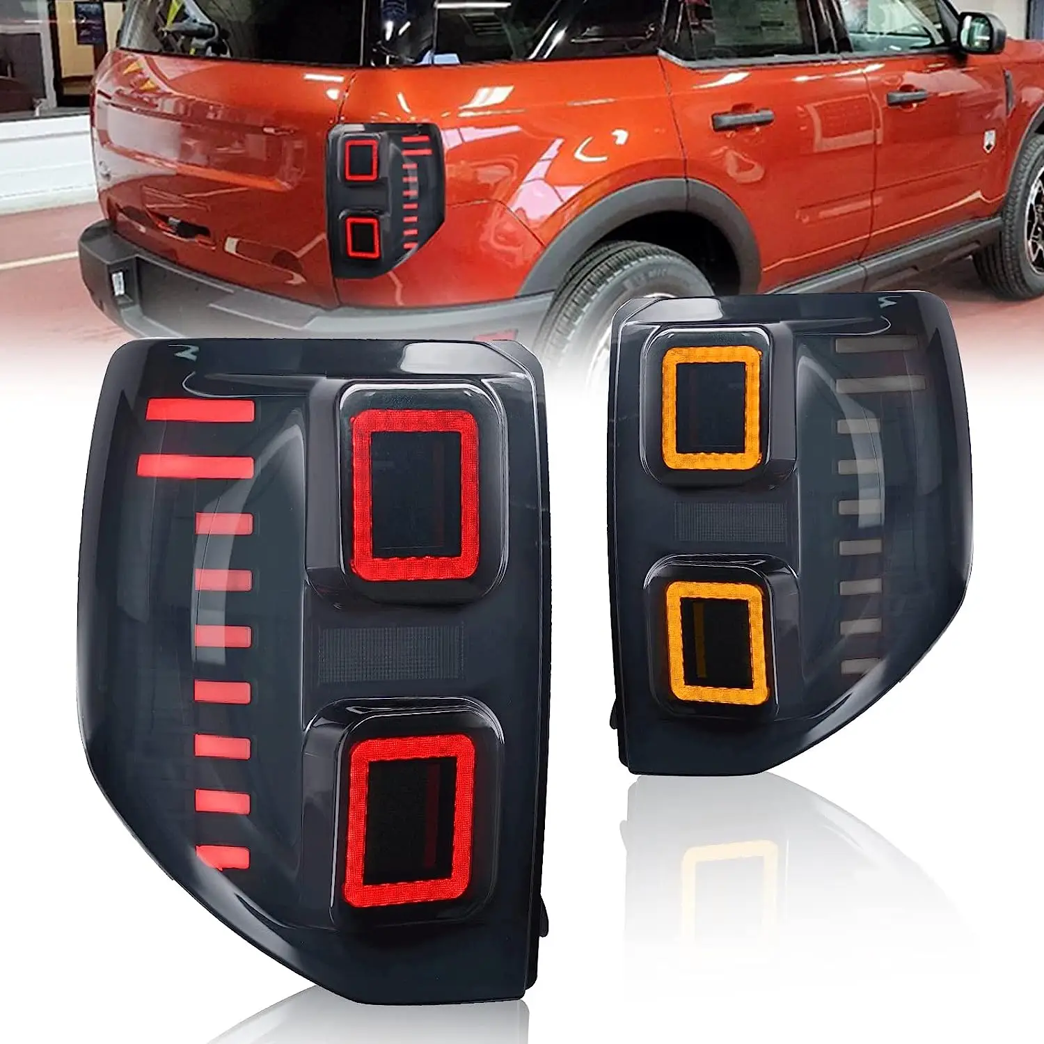 

2шт светодиодный хвост светильник в сборе для Ford Bronco Sport 2020-2023 последовательные указатели поворота старт-ап анимация тормоз обратный светильник DRL