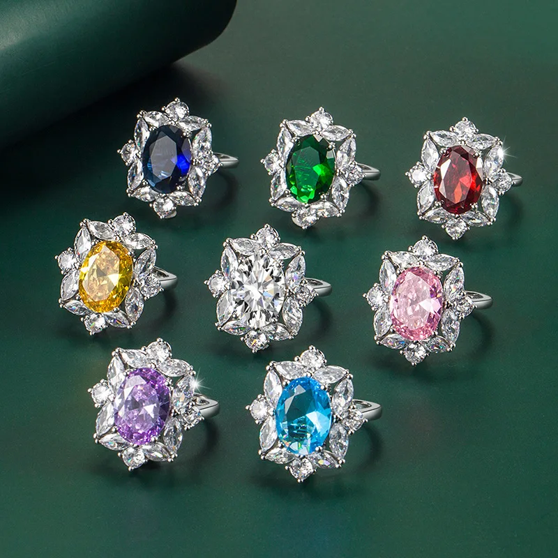 

Opening Adjustable Imitation Natural Tanzanite Copper Inlaid Blue Zircon Ring Colorful Gemstone Female Open Mouth Ring Wholesale