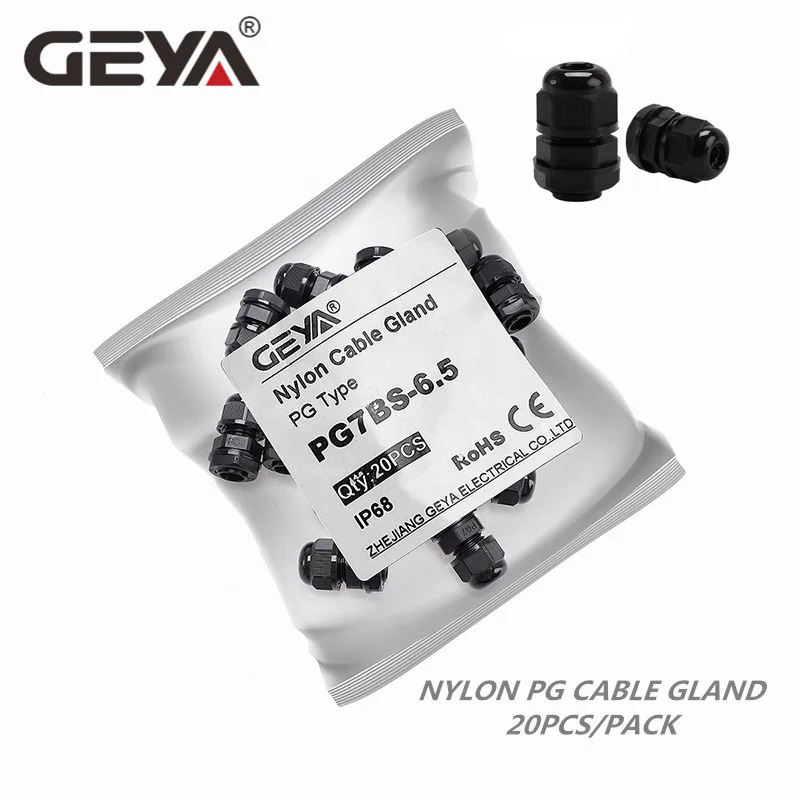 Cable GEYA PG tipo glándula impermeable PG7 para 3-6,5mm PG9 PG11 PG13.5 PG16 PG21 conector de plástico de nailon negro IP68