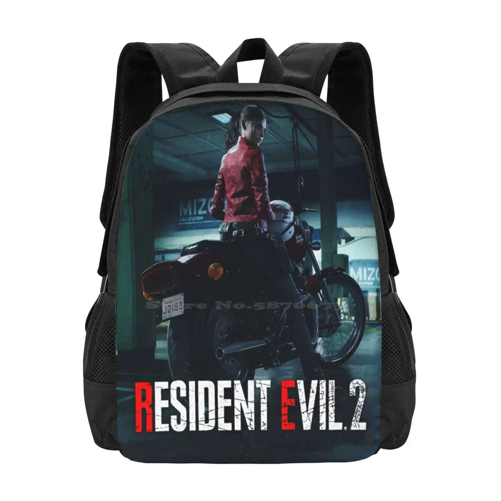 

2 Remake-Claire Backpack For Student School Laptop Travel Bag Raccoon City Leon Kennedy Games Survival Horror Silent Hill Alan