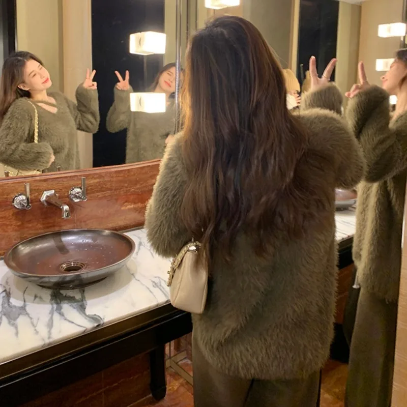 Пуловеры женские корейский модный свитер нежный пушистый приятный для кожи