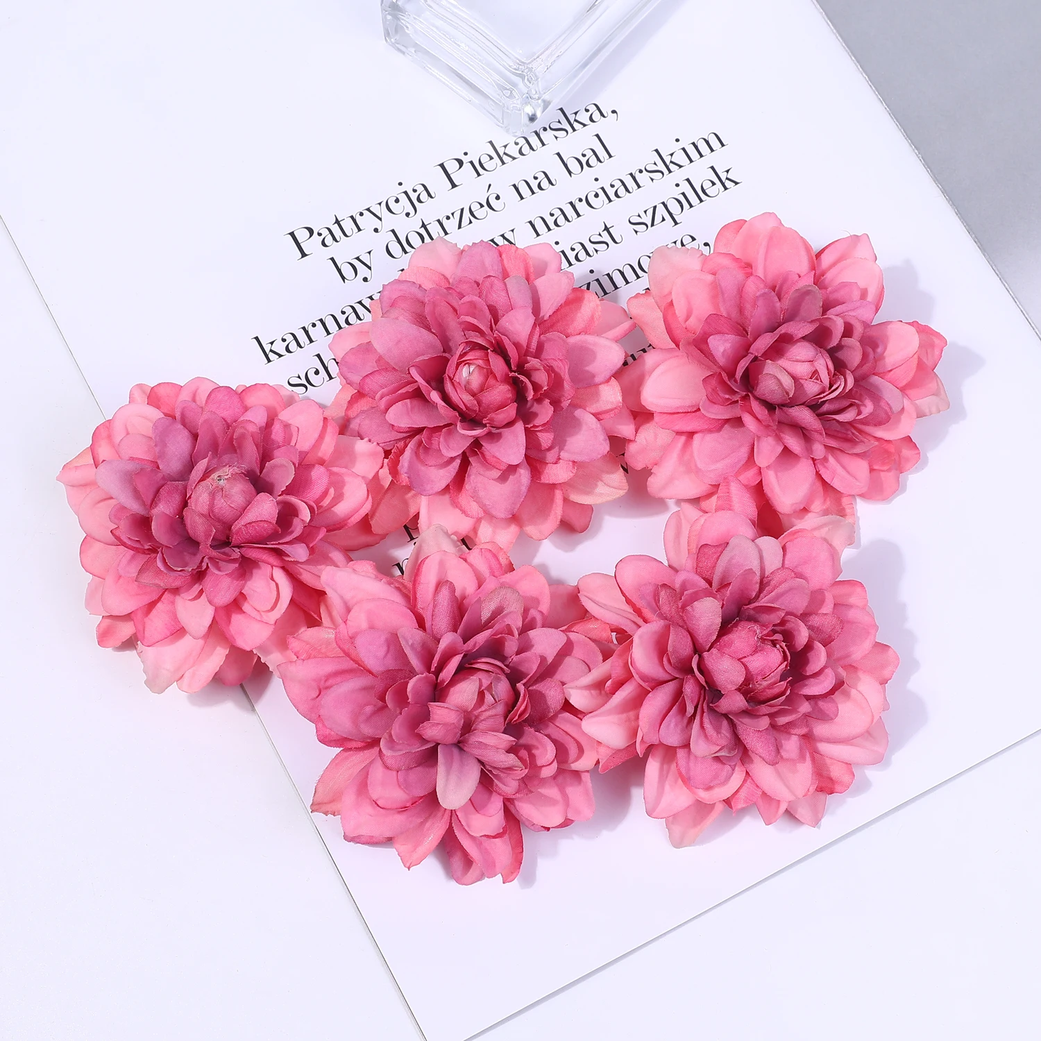 

Искусственные цветочные головки Далии, шелк, 2/5 шт.