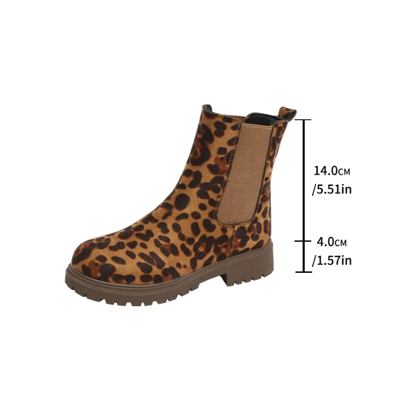 Женские замшевые ботильоны с леопардовым принтом модная обувь на плоской