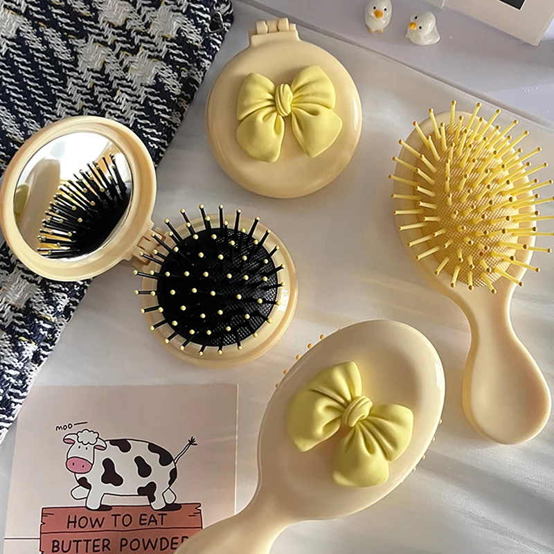 1 шт. складной массажный гребень с желтым бантом